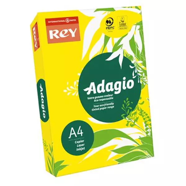 Másolópapír, színes, A4, 80 g, REY "Adagio", intenzív sárga - 2