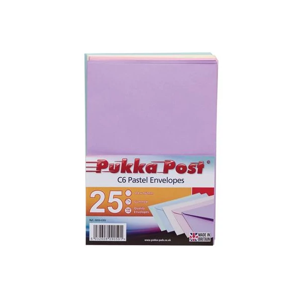 Boríték, C6, szilikonos, PUKKA PAD "Pastel", vegyes színek