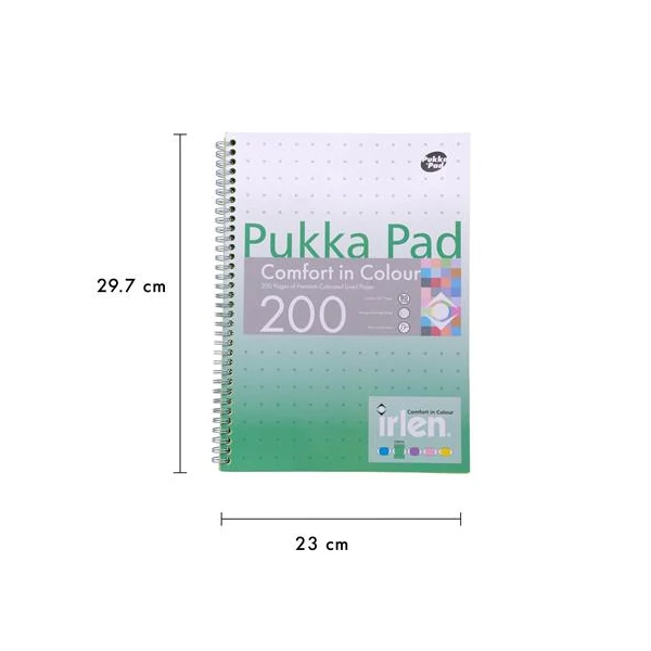 Spirálfüzet, A4, vonalas, 100 lap, PUKKA PAD "Irlen Jotta Green" - 2