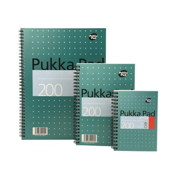 Spirálfüzet, A5, kockás, 100 lap, PUKKA PAD, "Metallic Jotta" - 3