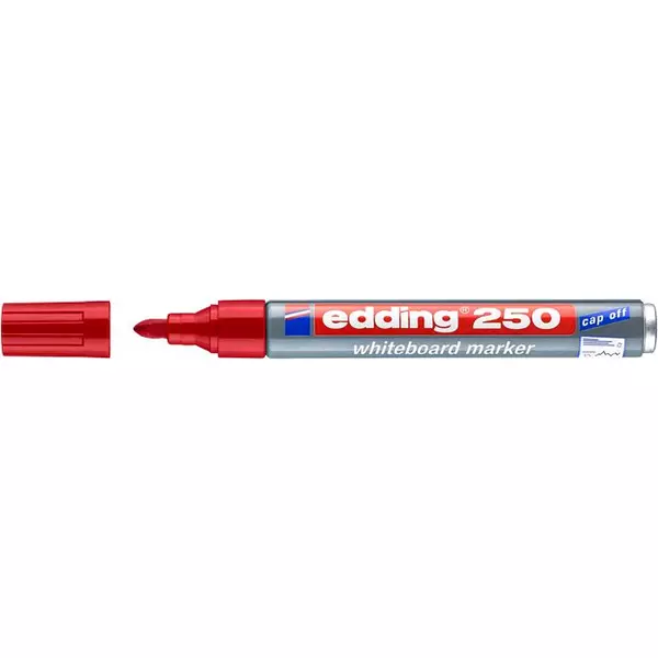 Tábla- és flipchart marker, 1-3 mm, kúpos, EDDING "250", piros - 2