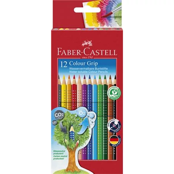 Színes ceruza készlet, háromszögletű, FABER-CASTELL "Grip 2001", 12 különböző szín