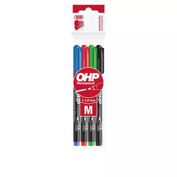 Alkoholos marker készlet, OHP, 1-1,5 mm, M, ICO, 4 különböző szín