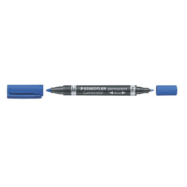 Alkoholos marker, 0,6/1,5 mm, kúpos, kétvégű, STAEDTLER "Lumocolor® duo 348", kék - 2
