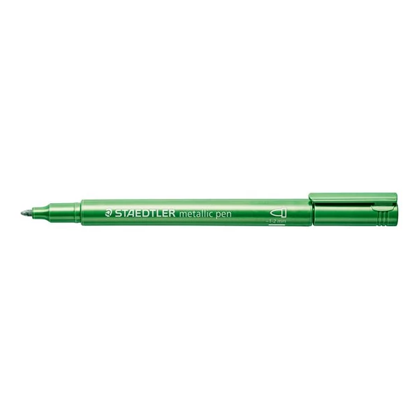 Dekormarker, 1-2 mm, kúpos, STAEDTLER "8323", metálzöld - 3