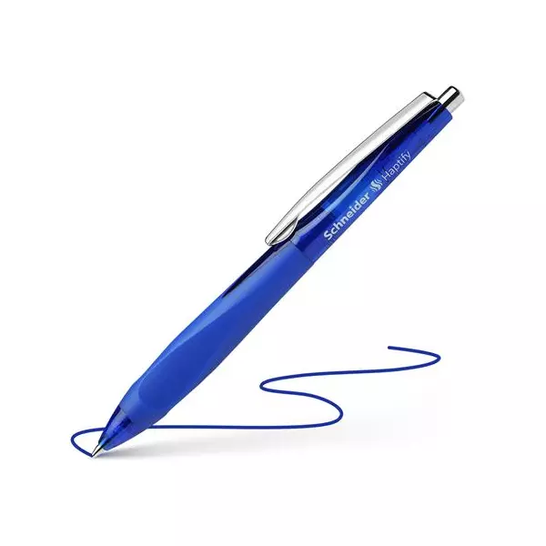 Golyóstoll, 0,5 mm, nyomógombos, sötétkék színű tolltest, SCHNEIDER "Haptify", kék - 2