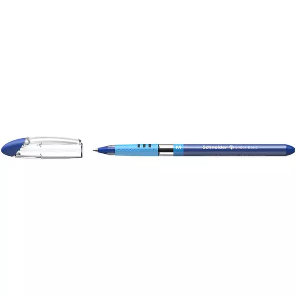 Golyóstoll, 0,5 mm, kupakos, SCHNEIDER "Slider Basic M", kék - 2