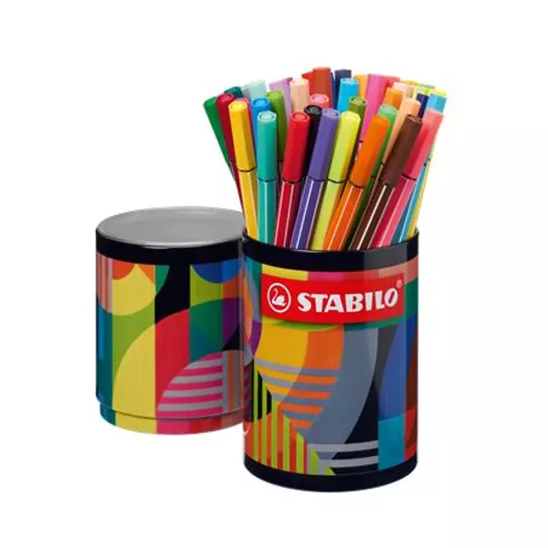 Rostirón készlet, hengeres fém doboz, 1 mm, STABILO "Pen 68 ARTY", 45 különböző szín - 4