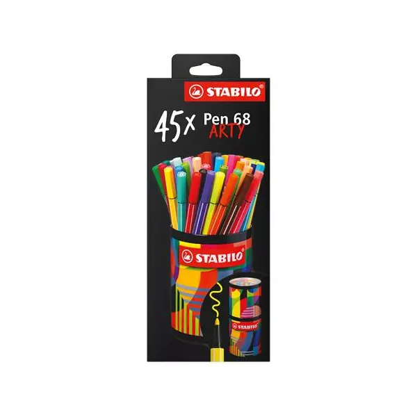 Rostirón készlet, hengeres fém doboz, 1 mm, STABILO "Pen 68 ARTY", 45 különböző szín - 5