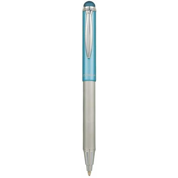 Golyóstoll, 0,24 mm, teleszkópos, rozsdamentes acél, világoskék tolltest, ZEBRA "Telescopic Metal Stylus", kék