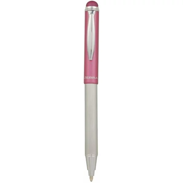 Golyóstoll, 0,24 mm, teleszkópos, rozsdamentes acél, pink tolltest, ZEBRA "Telescopic Metal Stylus", kék