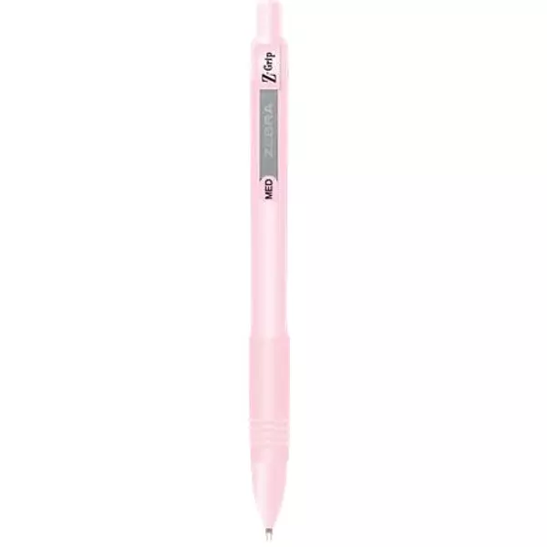 Golyóstoll, 0,27 mm, nyomógombos, rózsaszín tolltest, ZEBRA "Z-Grip Pastel", kék