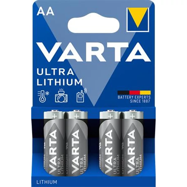 Elem, AA ceruza, 4 db, lítium, VARTA "Ultra Lithium"