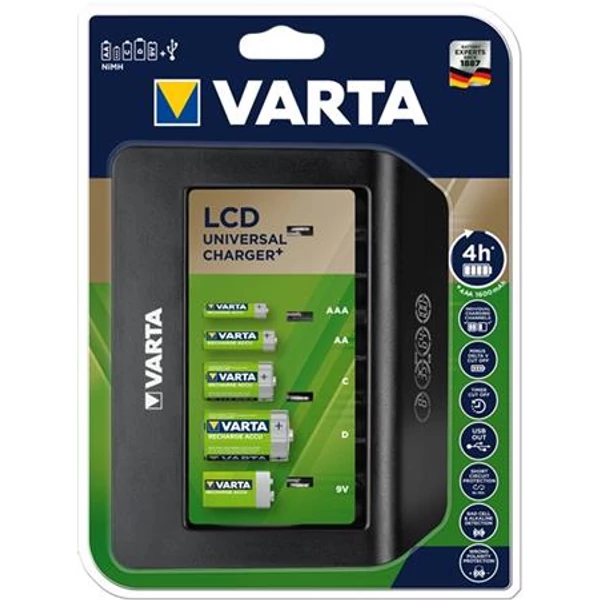 Elemtöltő, univerzális AA/AAA/C/D/9V, LCD kijelző, VARTA "Universal" - 2