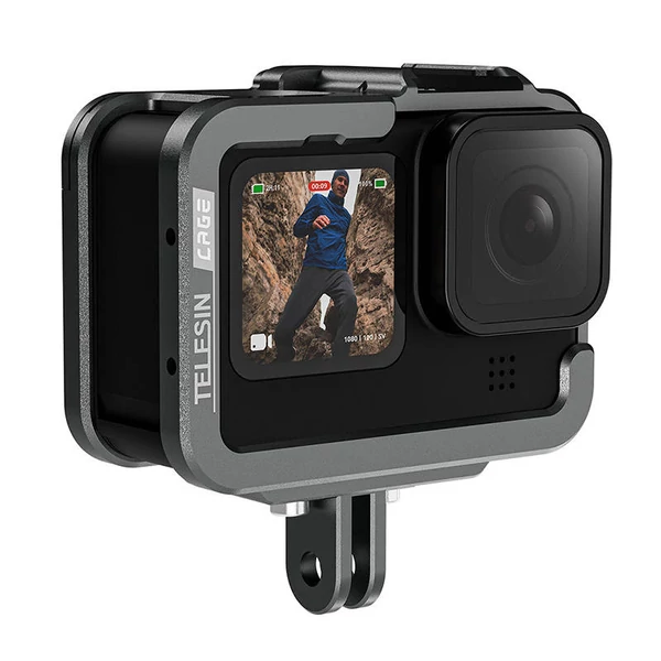 TELESIN Aluminum cage for GoPro Hero 12/11/10/9 +vertical adapter - 4