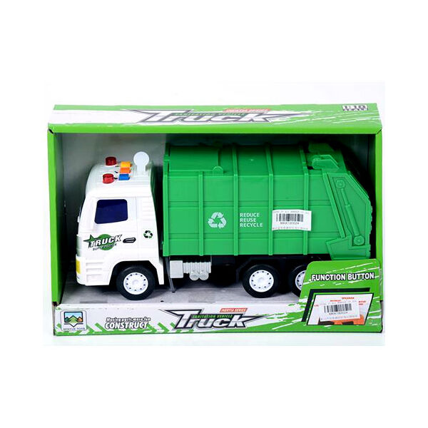 Szemétszállító teherautó fénnyel - zöld