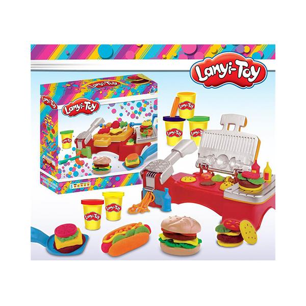 Lanyi-Toy grillező gyurmakészlet 5 téged gyurmával és formázó szerszámokkal