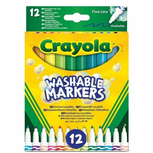 Crayola: Lemosható, vékonyhegyű filctoll készlet - 12 db-os