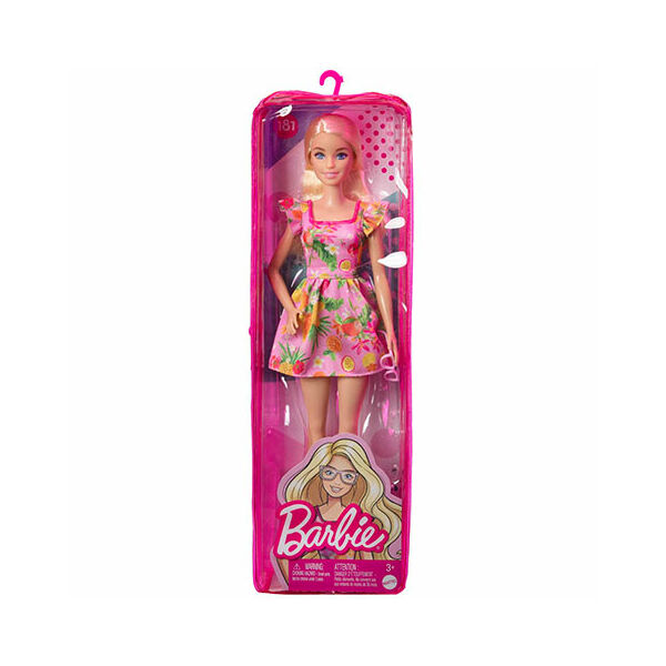 Barbie Fashionistas: Szőke hajú Barbie gyümölcs mintás ruhában