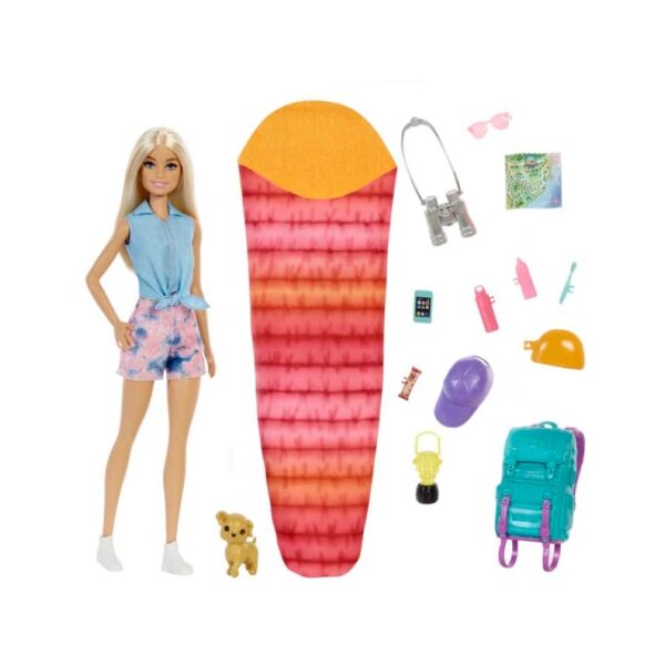 Barbie Kempingező Malibu baba kiegészítőkkel