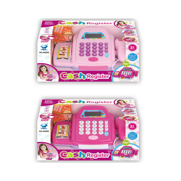 Rózsaszín elektronikus pénztárgép kiegészítőkkel - kétféle változatban