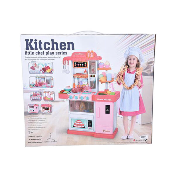 Pink színű játékkonyha szett vízfolyós csappal és kiegészítőkkel