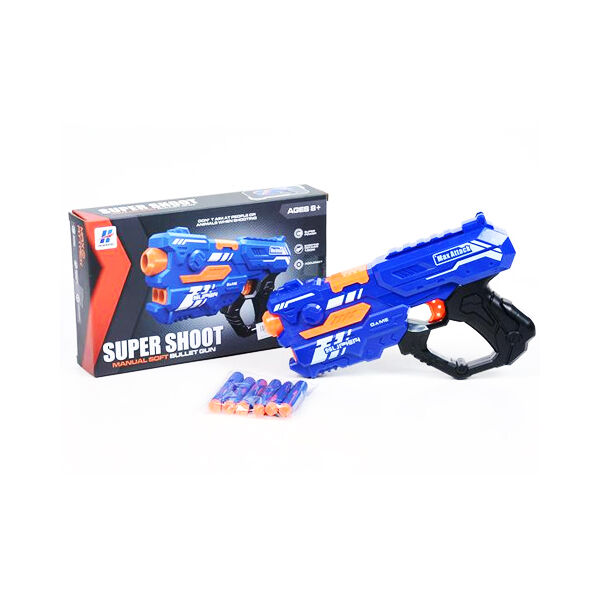 Super Shoot kék szivacslövő fegyver 6 db tölténnyel