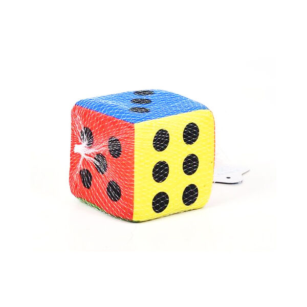 Puha színes dobókocka csörgővel 10 cm