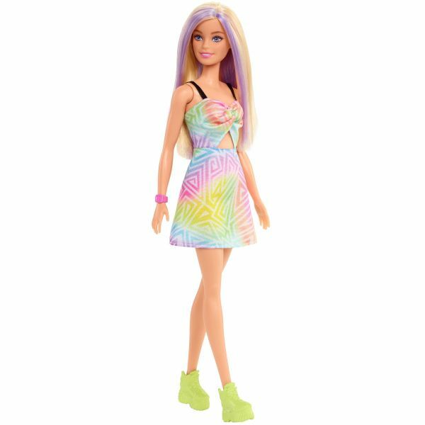 Barbie Fashionista: Stílusos baba színes ruhában