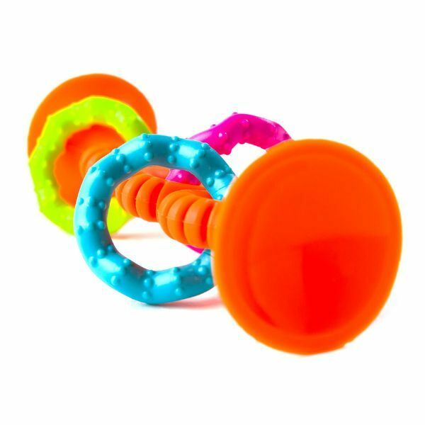 Fat Brain Toys: Rágható csörgő fogaskerekekkel - narancssárga