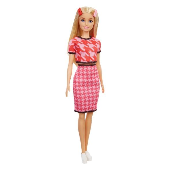 Barbie Fashionistas: Szőke hajú Barbie piros kockás szoknyában