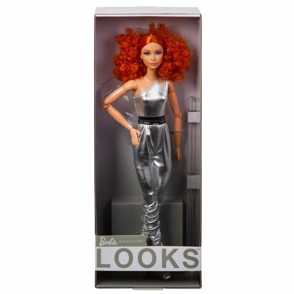 Barbie Looks: Fekete-ezüst kollekció - Vörös hajú baba overallban