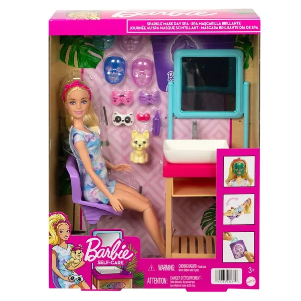 Barbie: Feltöltődés játékszett - szépségszalon csillogó maszkokkal